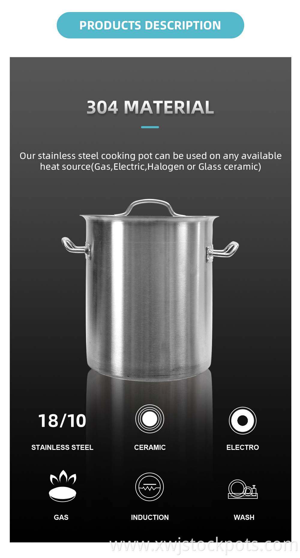 High quality 304 stainless steel stockpot